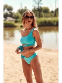 Costum de baie albastru asimetric din doua piese K17 - Magazin online - Boutique